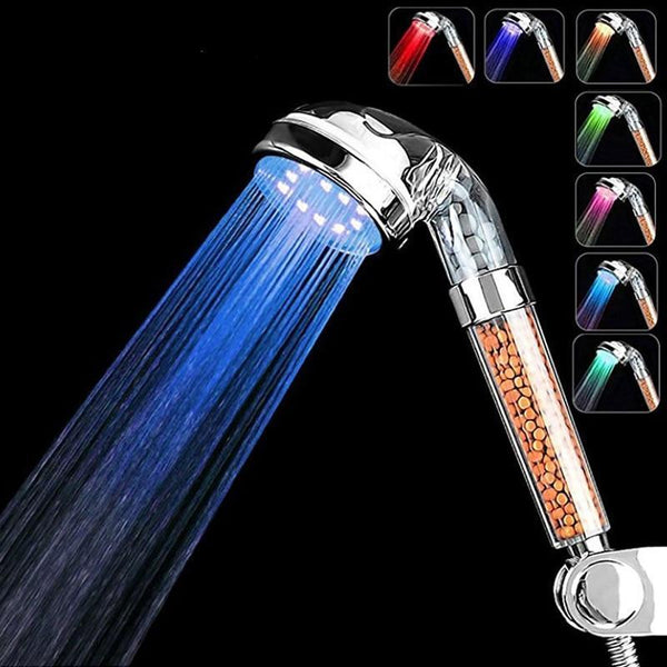 LED showerhead with water filter